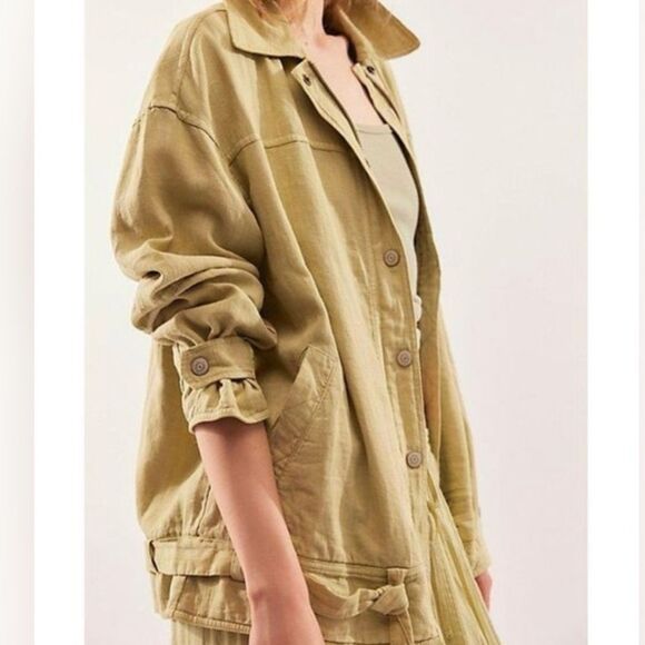 NWOT We The Free Lola‎ Linen Jacket | XSmall | Light Green - Picture 2 of 10